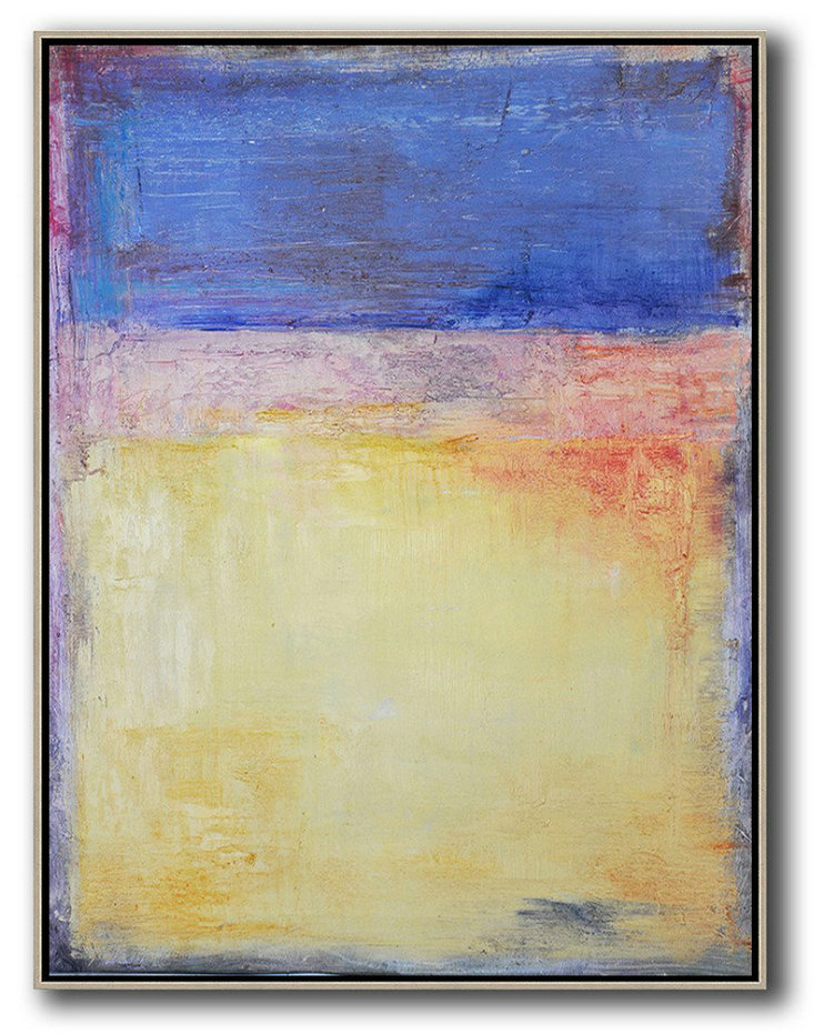 Abstract Painting Extra Large Canvas Art,Vertical Contemporary Art,Modern Art Blue,Purple,Yellow